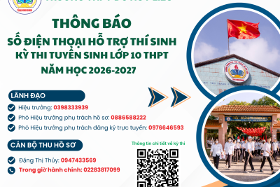 Thông báo số điện thoại hỗ trợ thí sinh kỳ thi Tuyển sinh lớp 10 năm học 2026-2027