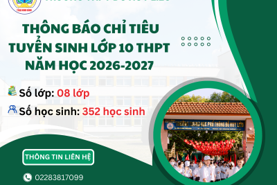 Thông báo chỉ tiêu tuyển sinh vào lớp 10 THPT năm học 2026-2027